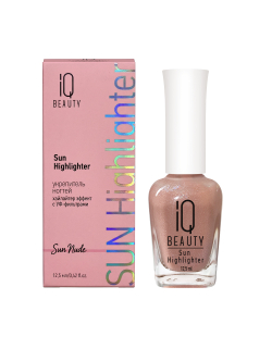 IQ Beauty Sun Highlighter - Укрепитель для ногтей хайлайтер с УФ фильтром Sun Nude, 12,5мл