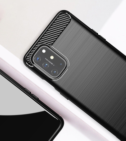 Чехол черного цвета для OnePlus 8T, серии Carbon (в стиле карбон) от Caseport