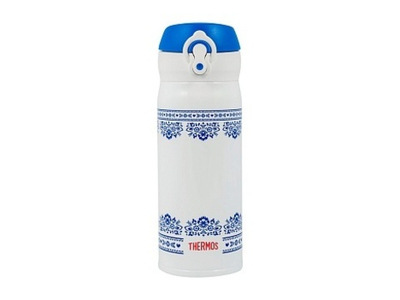 Термокружка THERMOS JNL-402 BLWH 0.4L, откидной механизм, бело-синяя