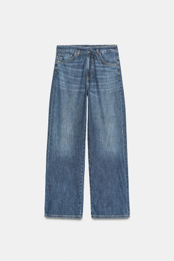 ZARA ДЖИНСЫ TRF RELAXED FIT СО СРЕДНЕЙ ПОСАДКОЙ, МОРСКОЙ СИНИЙ