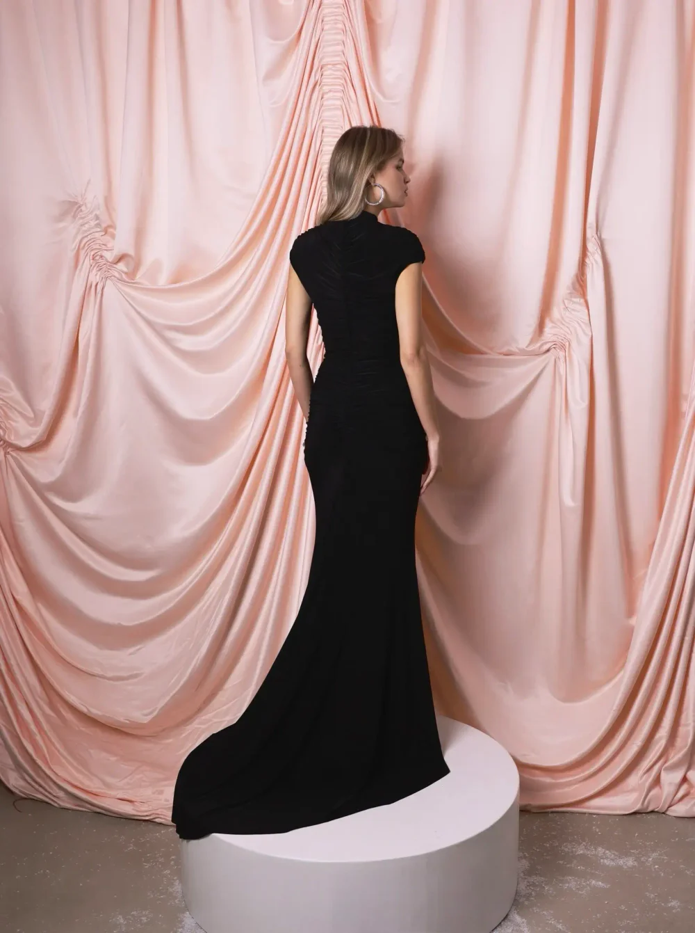 Платье макси драпированное, Черное