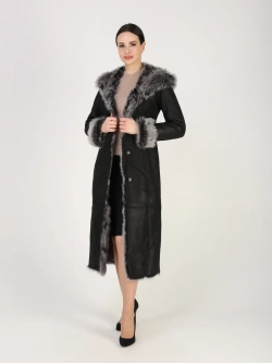 Дубленка зимняя натуральная с капюшоном длинная и теплая