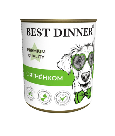 Best Dinner 340г конс. Premium Влажный корм для щенков и юниоров Ягненок