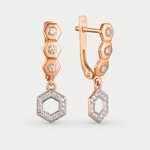 Серьги женские с фианитами из красного золота 585 пробы (арт. 027362-1102)