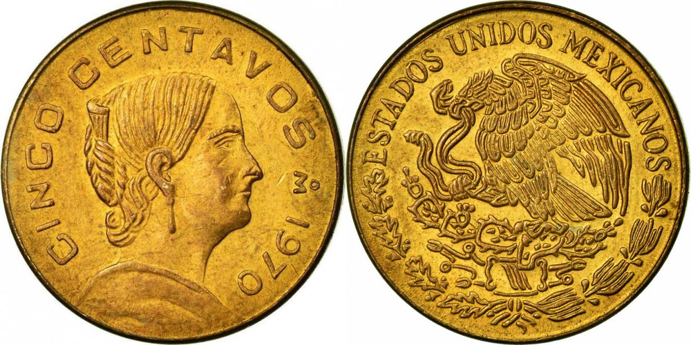 Мексика 5 сентаво, 1970 - 1976 Хосефа Ортис де Домингес XF