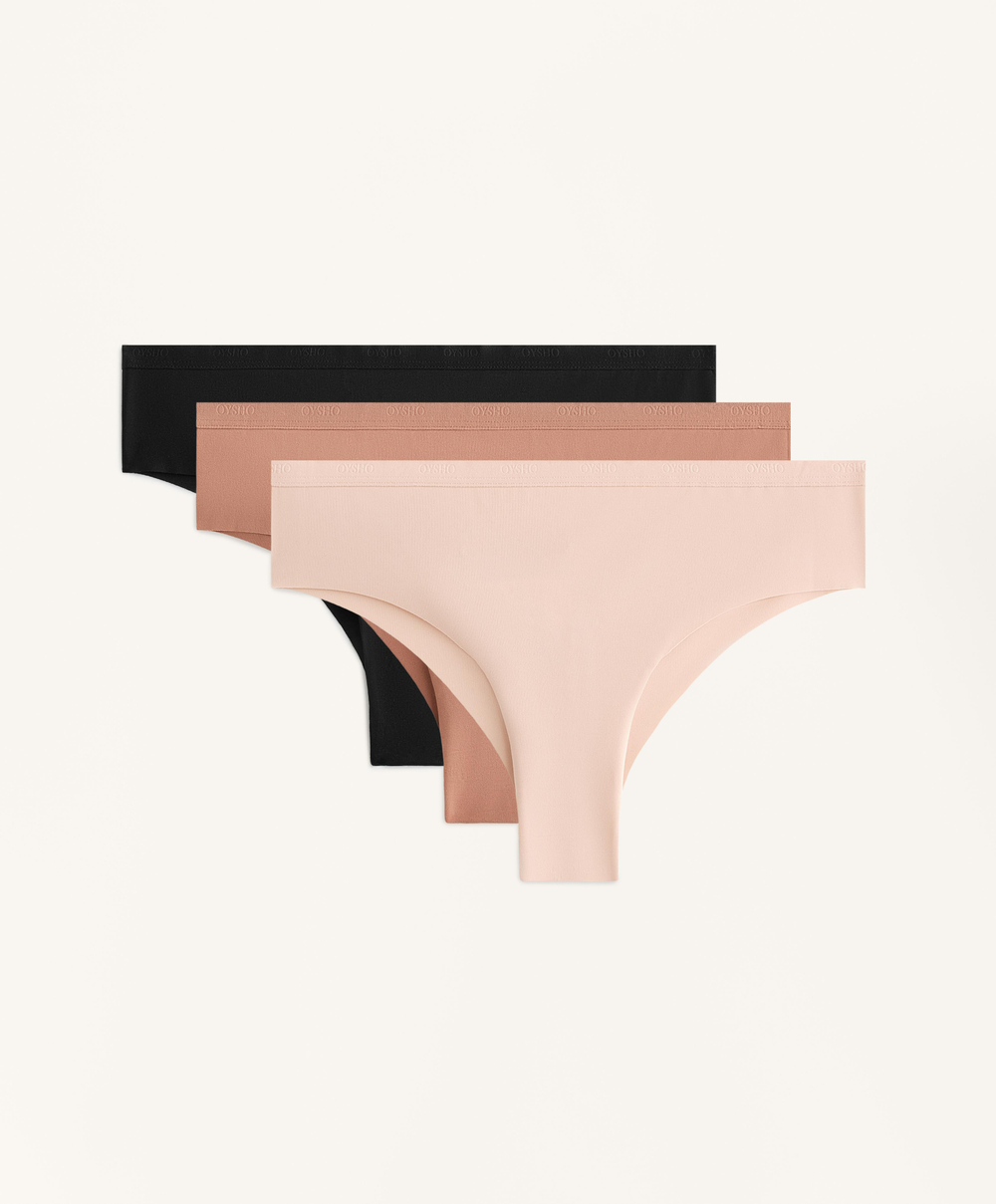OYSHO Набор из трех пар трусиков-бразильяно с логотипом из полиамидной смеси, кирпичный