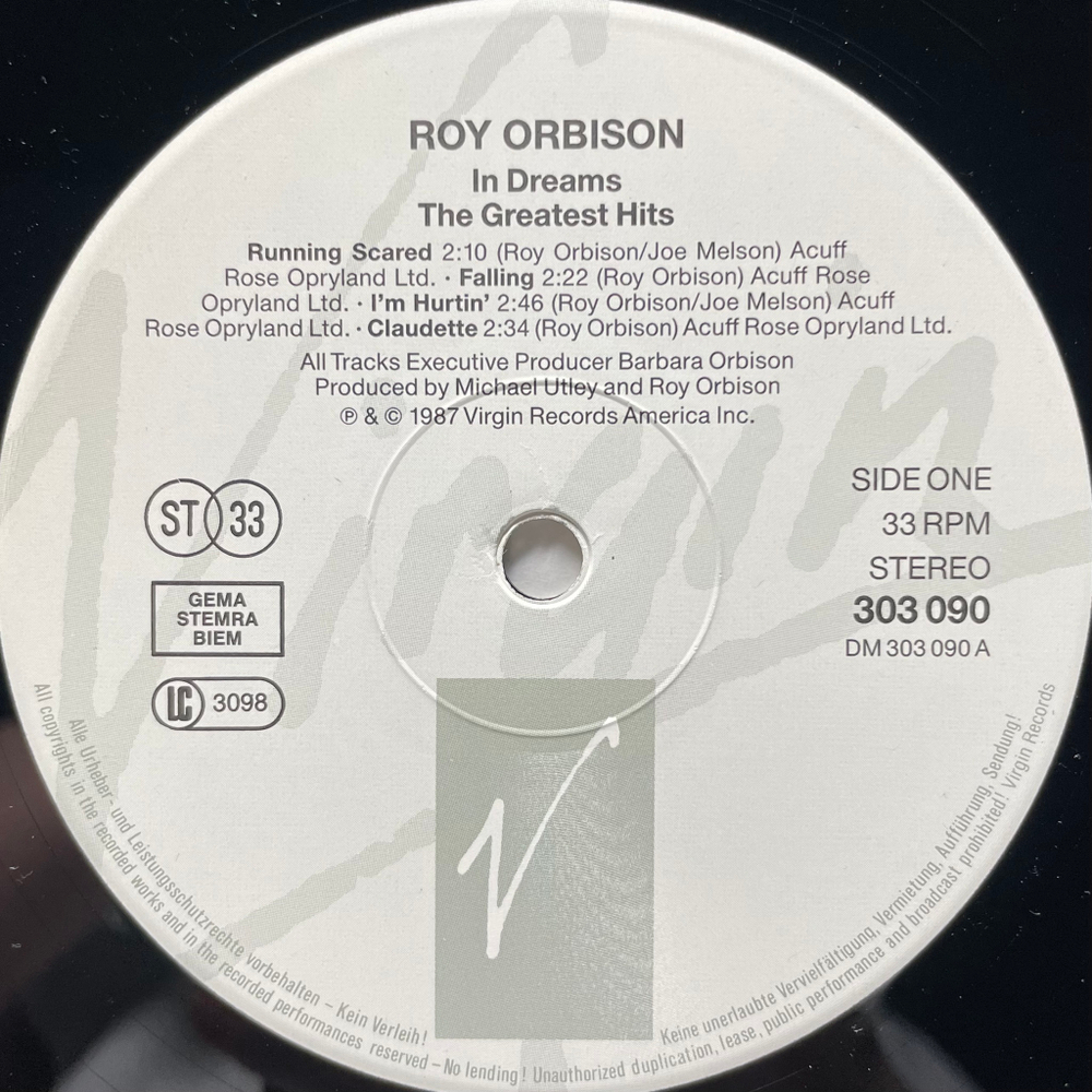 Roy Orbison ‎– In Dreams: The Greatest Hits 2LP (Европа 1987г.)