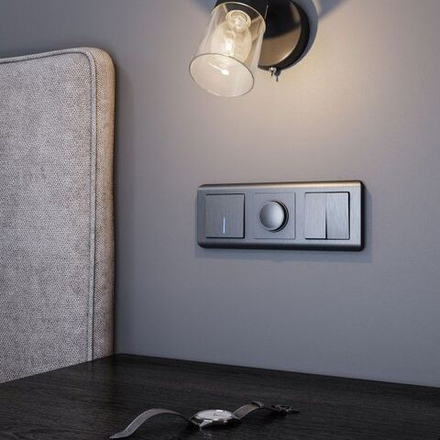 Выключатель двухклавишный (графит рифленый)