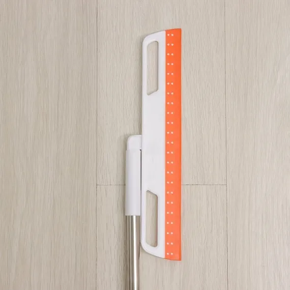 Водосгон для пола поворотный Raccoon, 2-х секционный, черенок из нержавеющей стали, 35×6×81 см, цвет белый, оранжевый