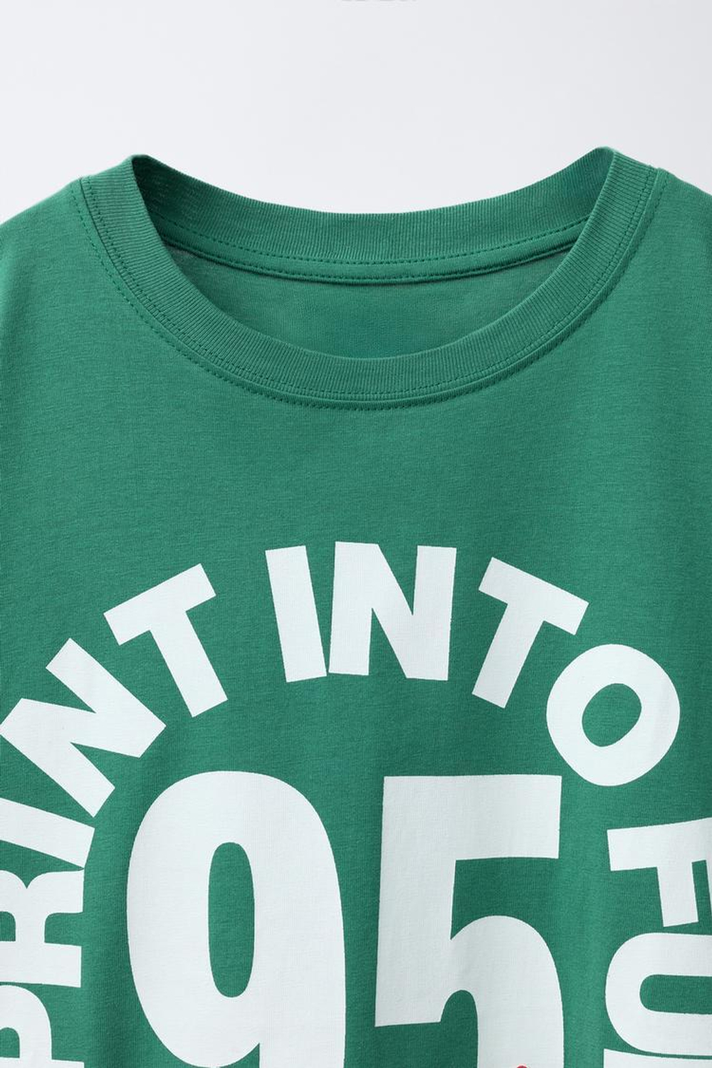 ZARA ФУТБОЛКА С ПРИНТОМ, ЗЕЛЕНОВАТО-СИНИЙ