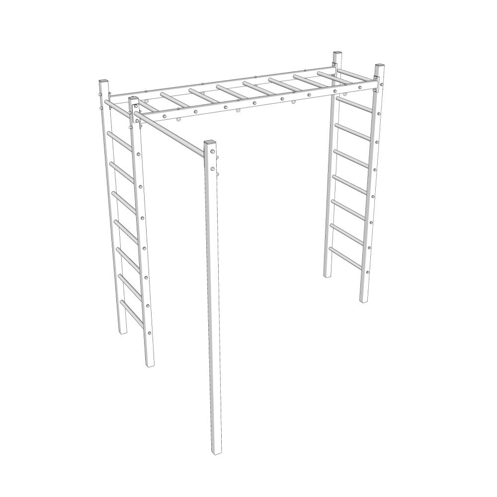 Монтаж уличной шведской стенки Sv Sport Рукоход (5 вертикальных столбов)