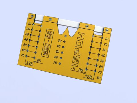 МШ-05 Шаблон для разметки отверстий под мебельные ручки-кнопки и ручки-скобы (96мм и 128мм).
