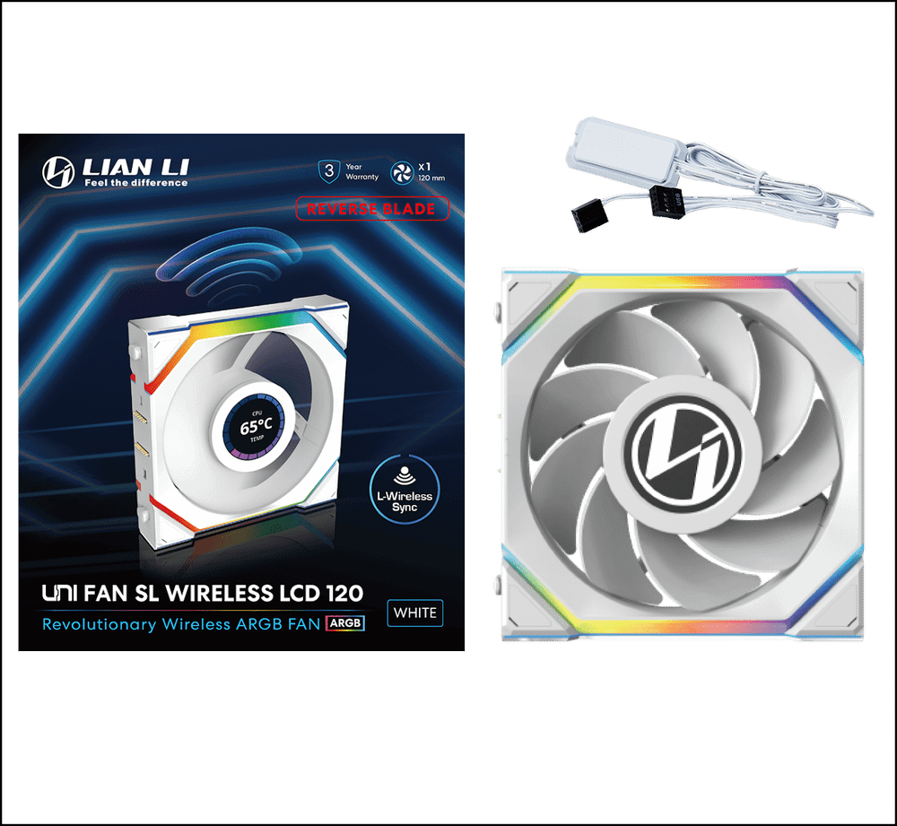 Вентилятор для корпуса Lian Li UNI FAN SL WIRELESS LCD 120mm No controller White G99.12RSLLCD1W1W.00