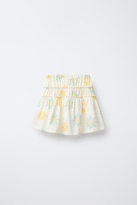 ZARA ЮБКА С ПРИНТОМ И ВСТАВКАМИ, ЖЕЛТЫЙ
