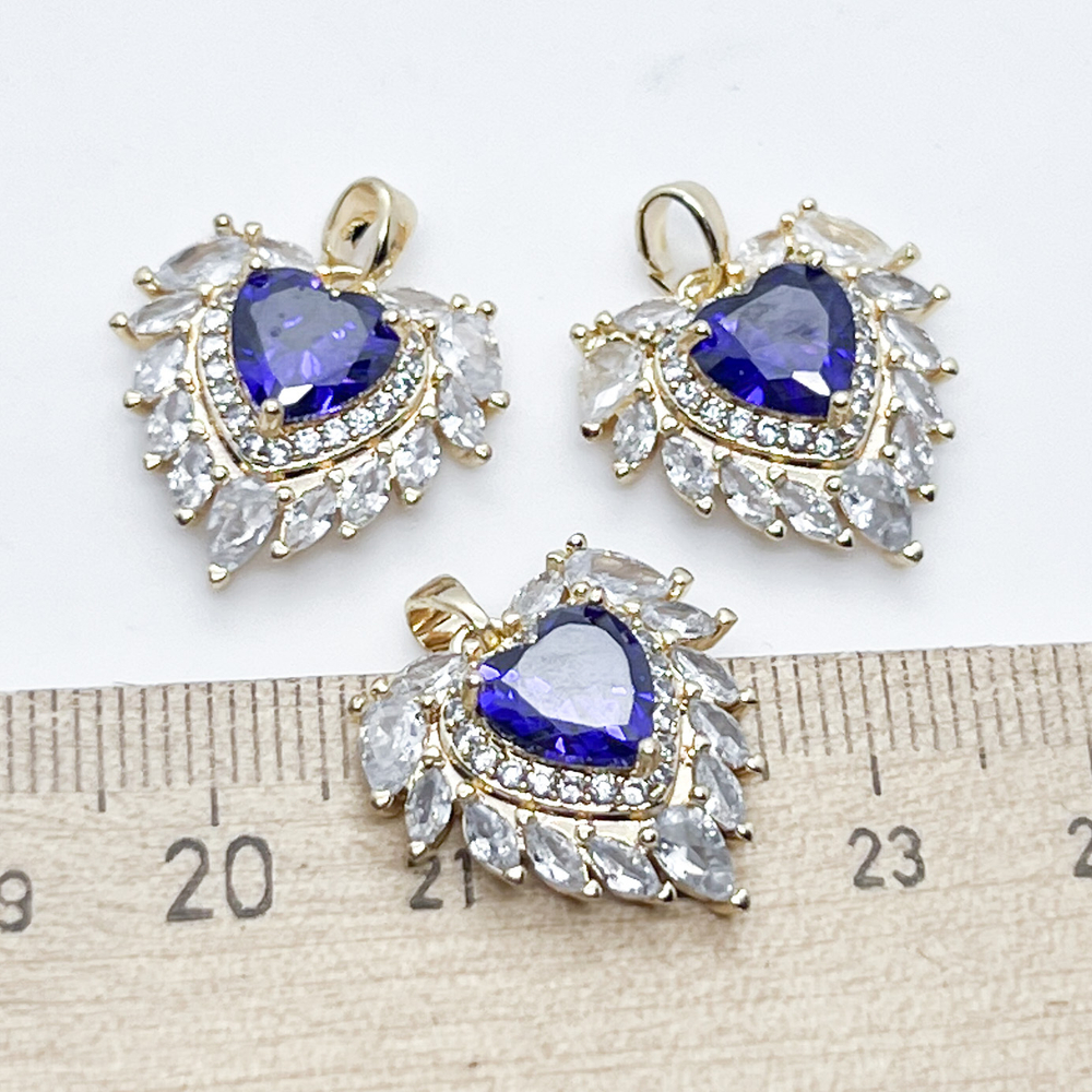 Подвеска Сердце, цвет золото, фианиты, размер 18*19 мм, цена за 1 шт