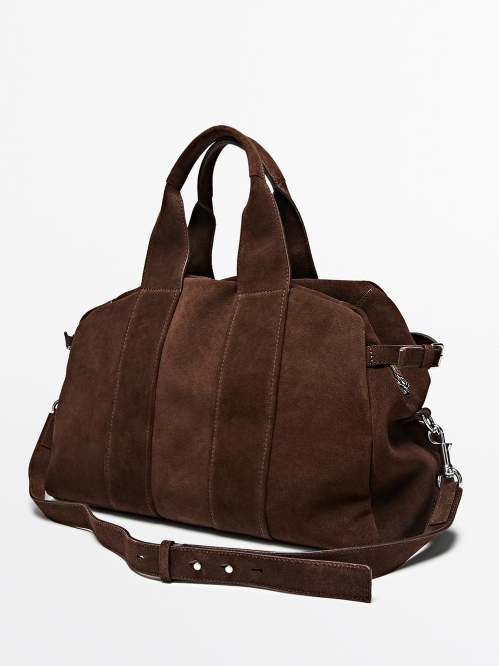 Massimo Dutti Дорожная сумка из замшевой кожи, серо-коричневый
