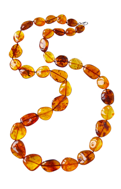 Яркие длинные бусы из крупного янтаря двух оттенков