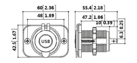 Разъем USB 5В 3.1А на панель