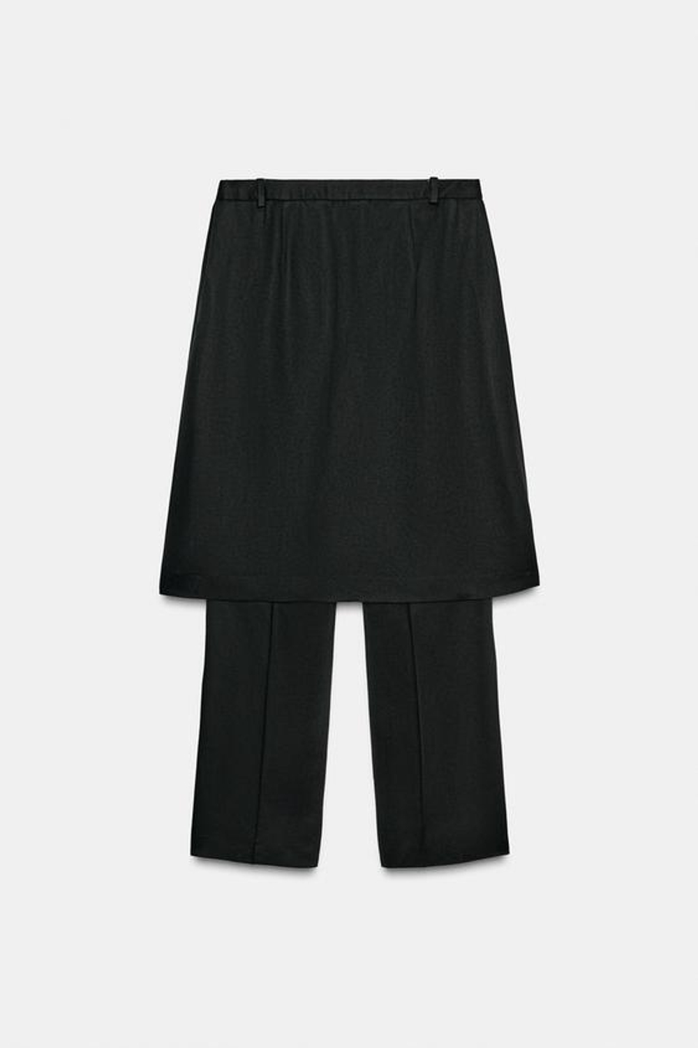 ZARA БРЮКИ ПРЯМОГО КРОЯ С ЭФФЕКТОМ ПАРЕО — ZW COLLECTION, ЧЕРНЫЙ