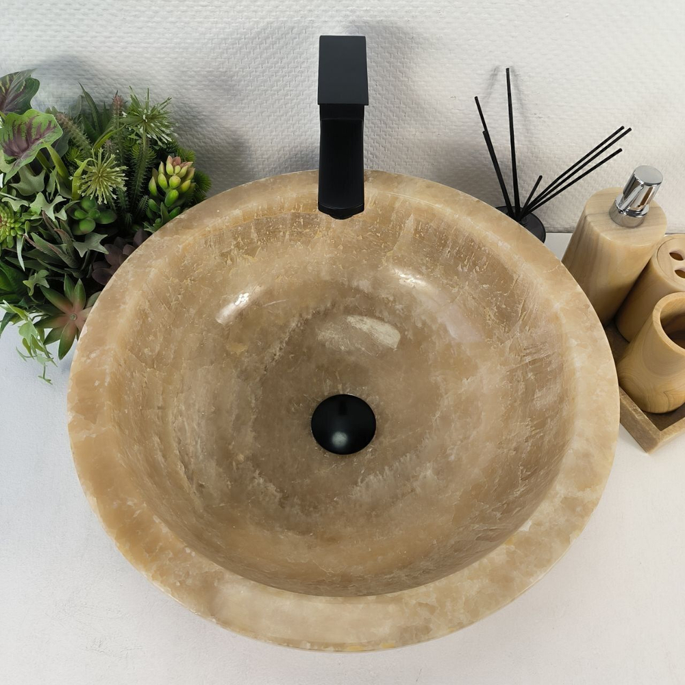 Каменная раковина из оникса Bowl Yellow BO-04727 (45*45*17) 0200 из натурального камня
