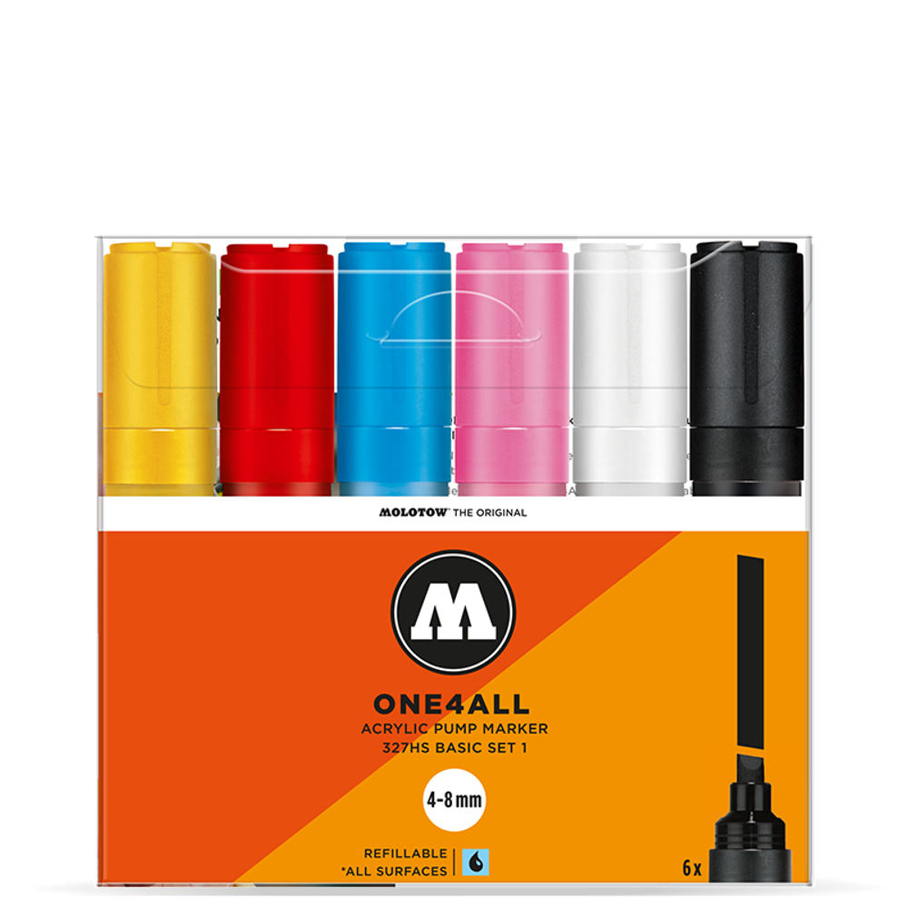 Набор Маркеров MOLOTOW ONE4ALL 6*327HS Basic-Set (4-8мм)