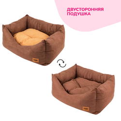 Лежанка ZOOEXPRESS "Classic" пухлик искусственная замша, коричневая