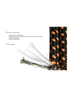 Плетеная веревка Gigant п/п, 24 пряди, 10 мм х 50 м HRS-11