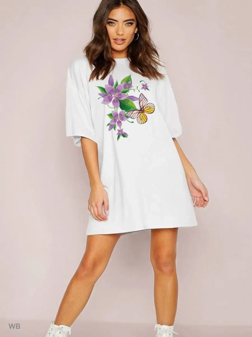 Футболка бабочка с цветком