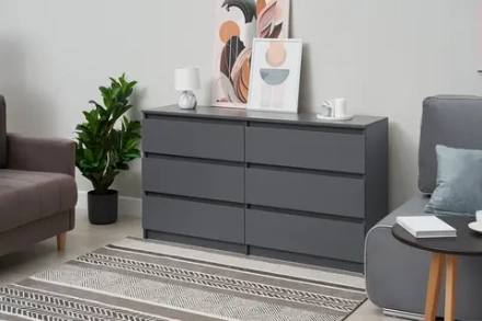 Комод с 6-ю ящиками Эккервуд 2 графит серый