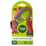 Поводок-рулетка для собак Urban XS, 3м до 12кг, лента, красный, Triol