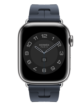 Apple Watch Hermès 41mm Silver Stainless Steel Case with Navy Kilim Single Tour
