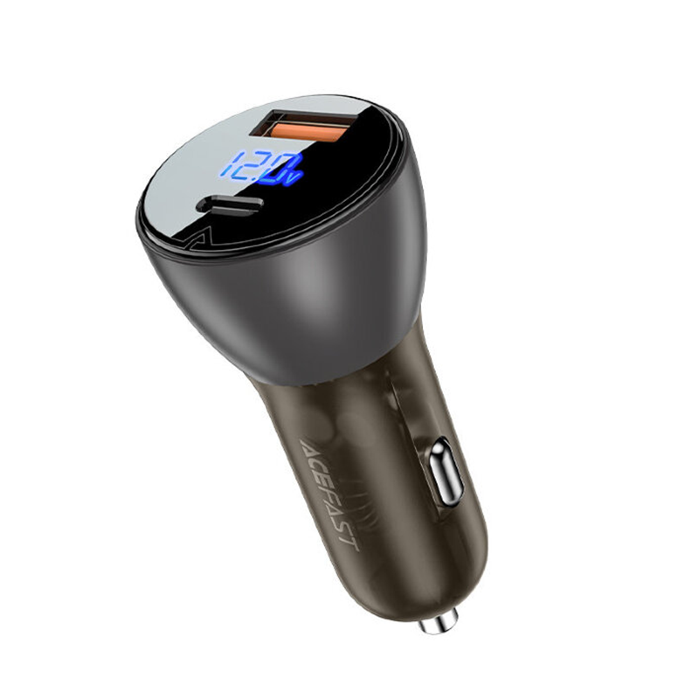 B6 metal car charger 63W (USB-A+USB-C) with digital display
