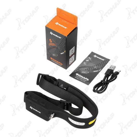 Фонарь налобный сенсорный LED-200 LM, COB-200LM, IPX4, USB (N-FN-HL76) NISUS