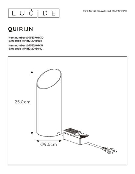 Настольная лампа Lucide Quirijn 09533/01/30