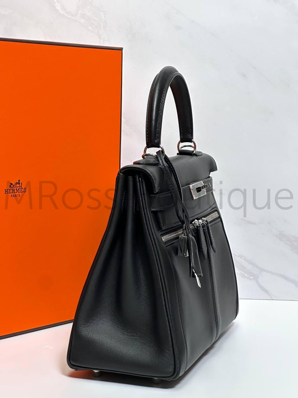 Сумка Hermes Kelly Lakis женская черная из кожи