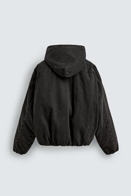 ZARA УТЕПЛЕННАЯ ДЖИНСОВАЯ КУРТКА С КАПЮШОНОМ, КОРИЧНЕВЫЙ