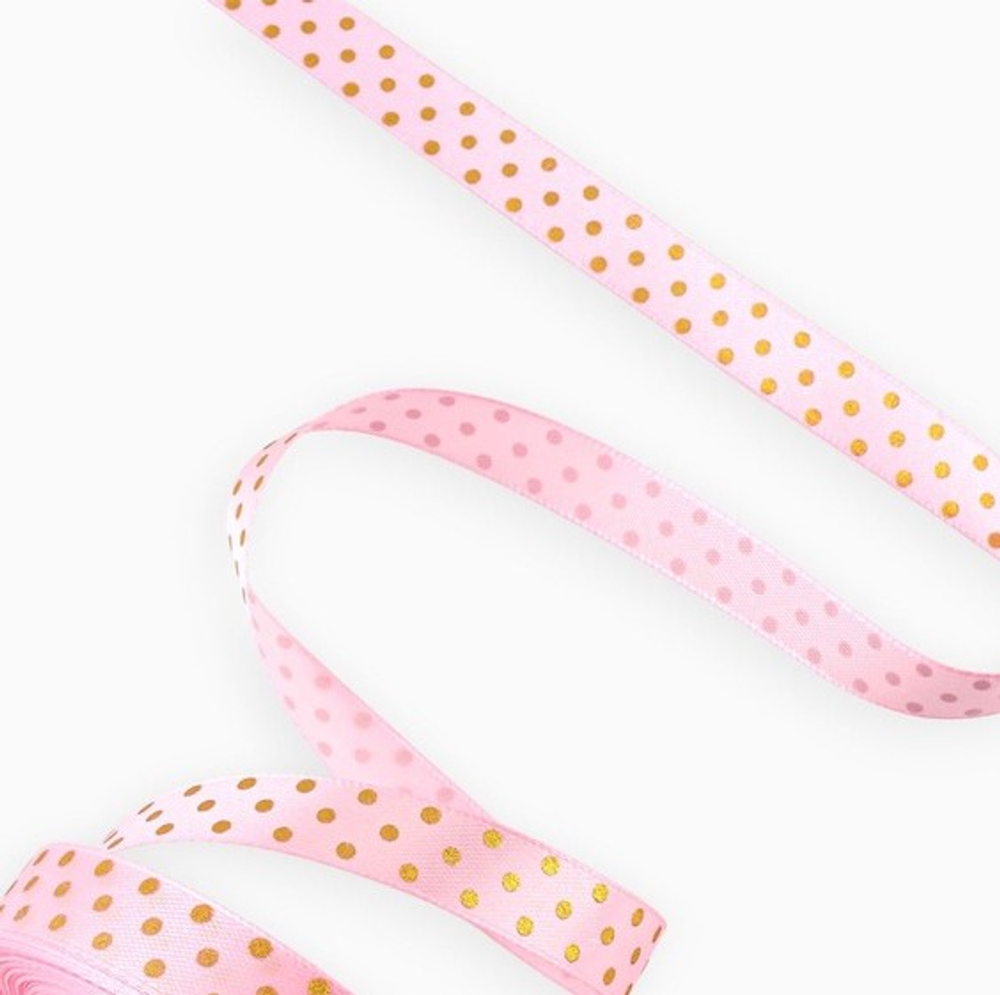 Атласная лента в горошек 25 мм