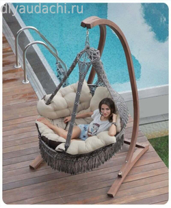 Подвесное кресло качели CARTAGENA бежево-коричневое