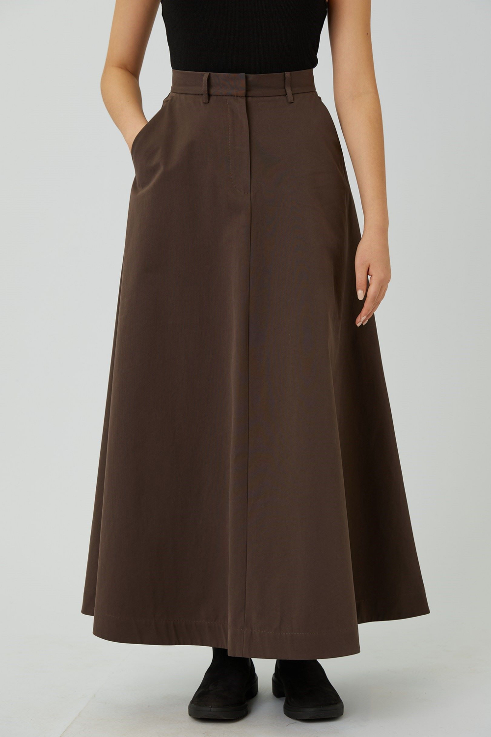 Юбка макси из коричневого хлопка