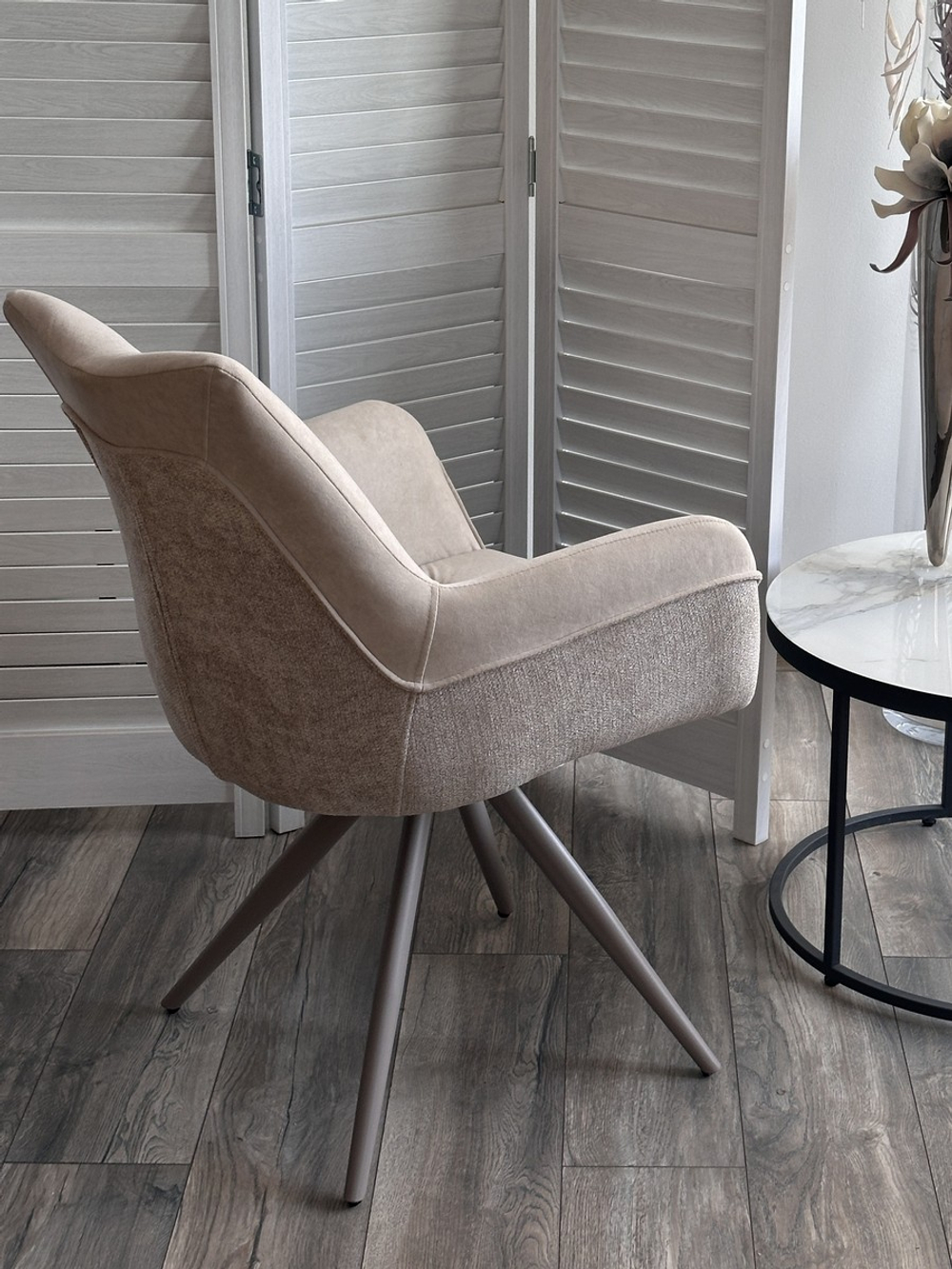 Стул МАРК 360 град., цвет B-03/LOTOS-03 бежевый, велюр / латте каркас М-City