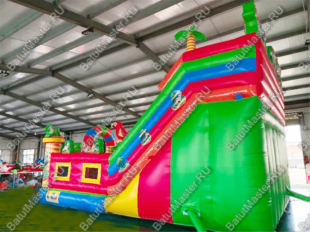 Коммерческий надувной батут "Дружная компания с окнами", 8*6*5,5 m