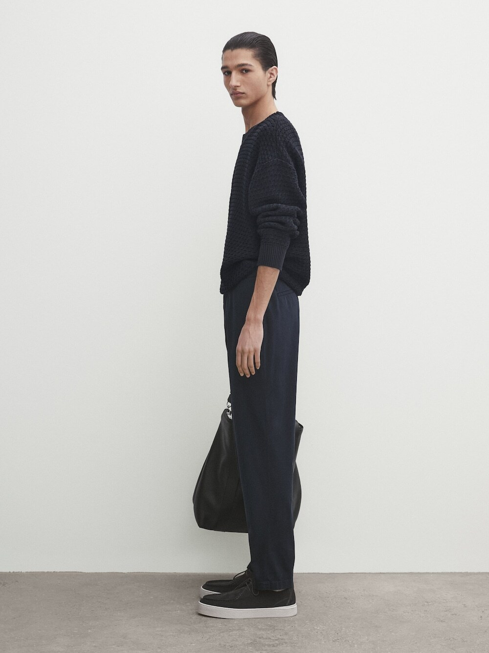 Massimo Dutti Зауженные брюки чинос из трикотина, темно-синий