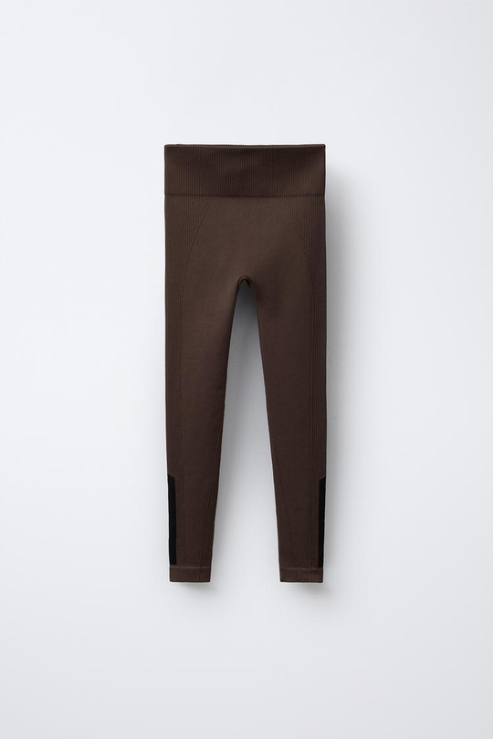 ZARA БЕСШОВНЫЕ ЛЕГИНСЫ, КОРИЧНЕВЫЙ