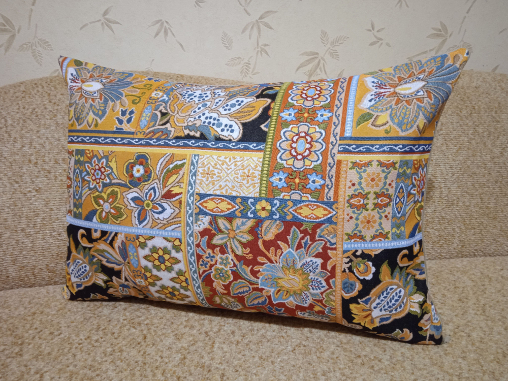 Декоративная гобеленовая наволочка для интерьерной подушки Пэчворк 68х47