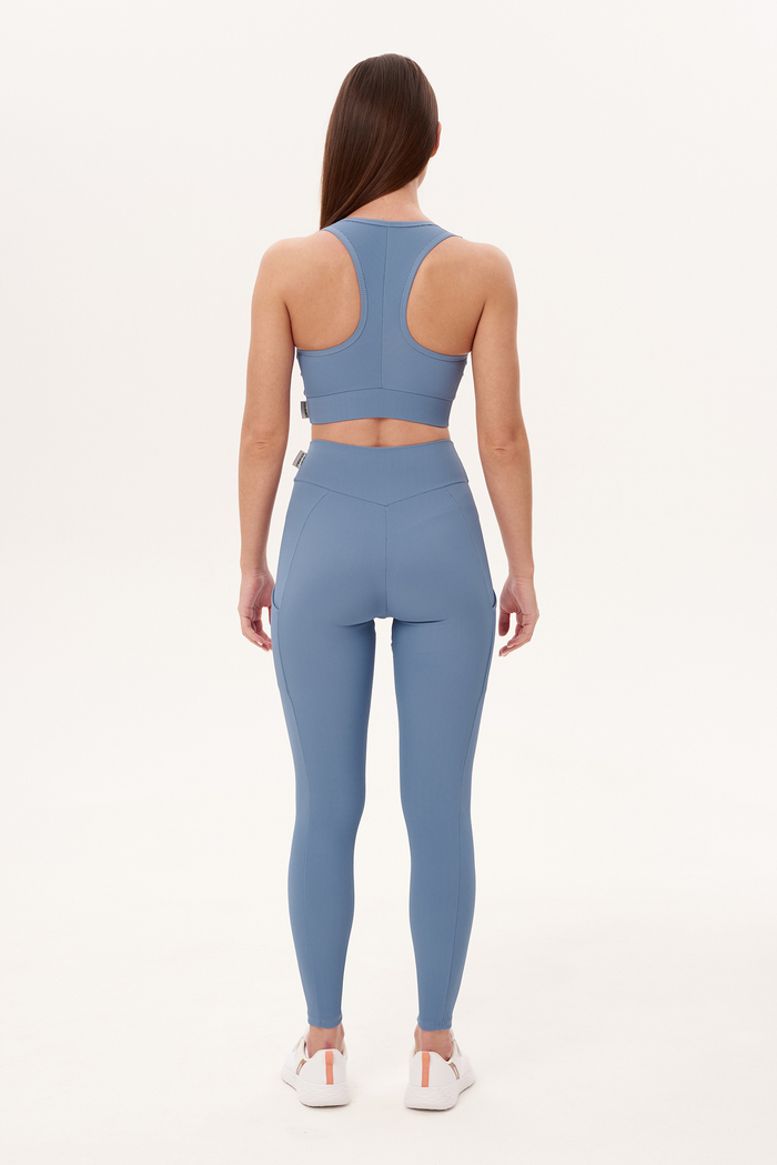 Легинсы в рубчик с высокой талией и карманами