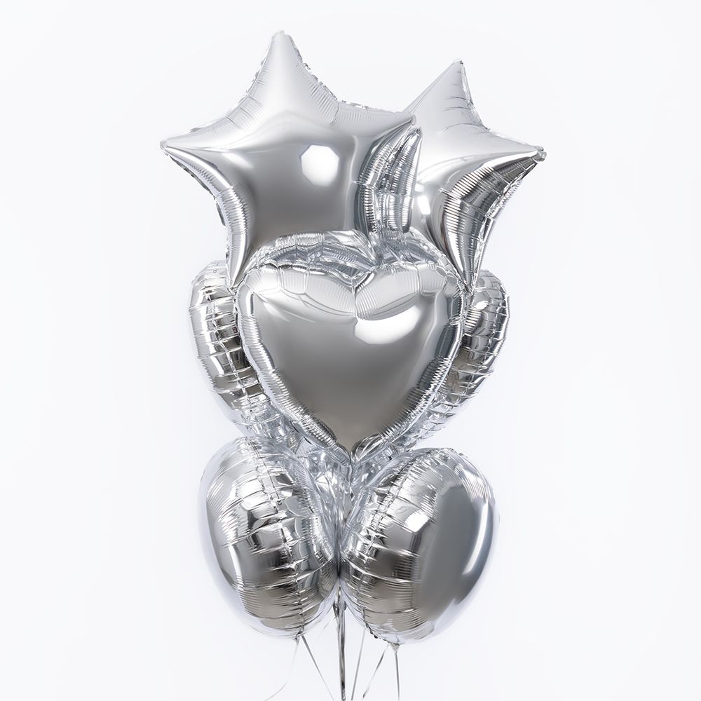 F Шар Сердце 18''/46 см, Серебро (БГ-15)  Изображение9
