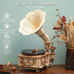 Деревянный конструктор Классический граммофон с USB подключением (ROKR)