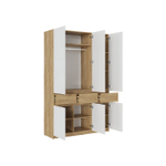 Шкаф для одежды распашной с полками Дуб Крафт Золотой/Белый Глянец, 150х51х236 см Бостон Стиль