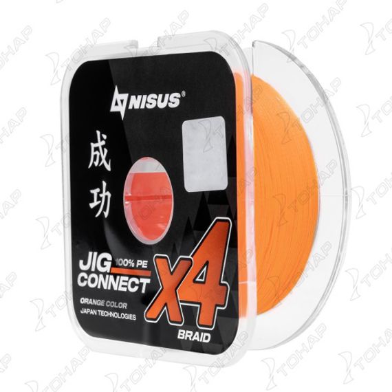 Шнур JIG CONNECT X4 PE Orange 150m #0.25, 0.08mm 2.4кг/5.7LB (T-N-JC-X4-0.08-150-O) NISUS