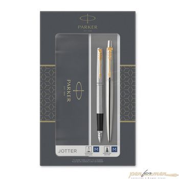 Набор Parker Jotter FK691 перьевая и шариковая ручки St Steel GT (2093257)